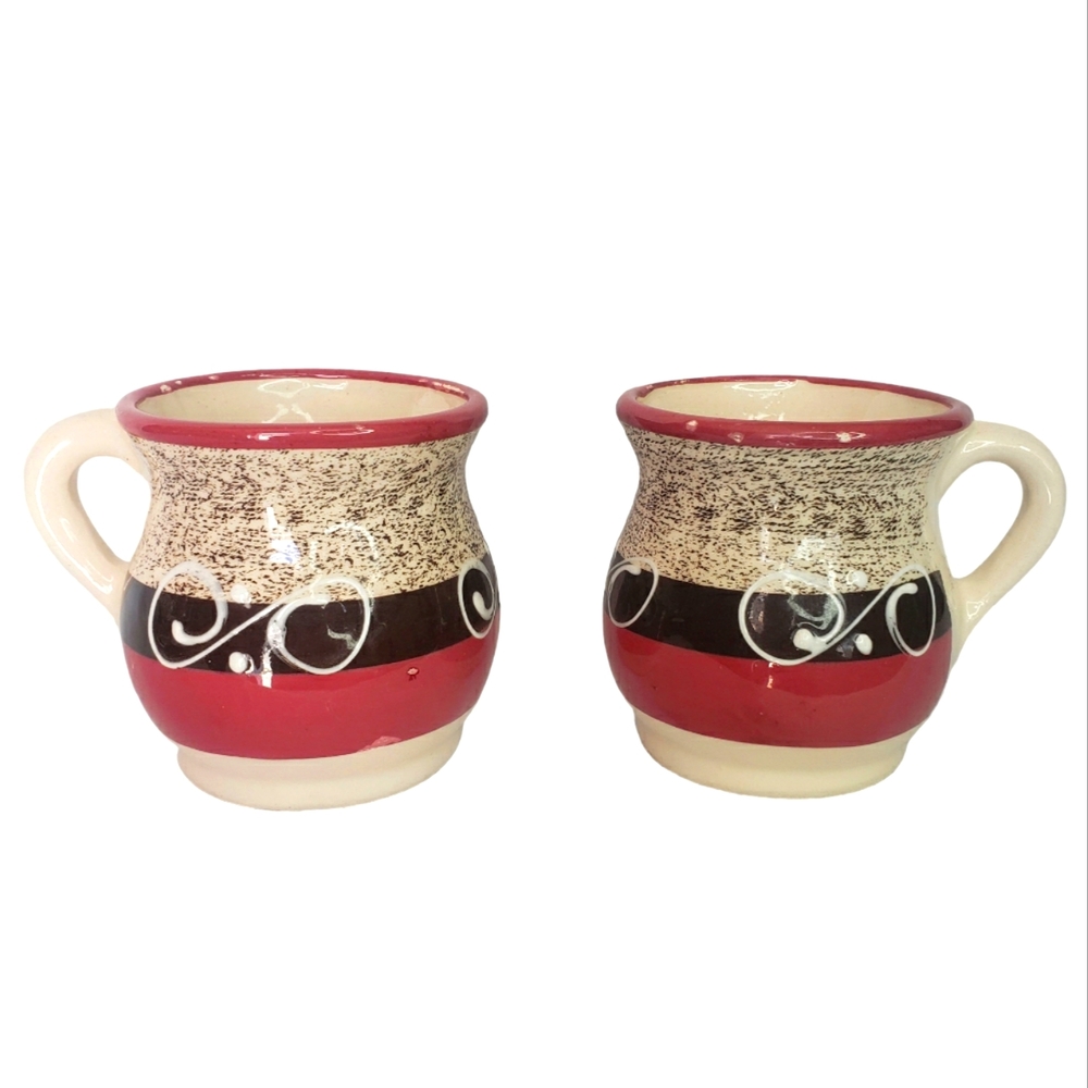 Mexican Handcrafted Clay Mugs set of 2